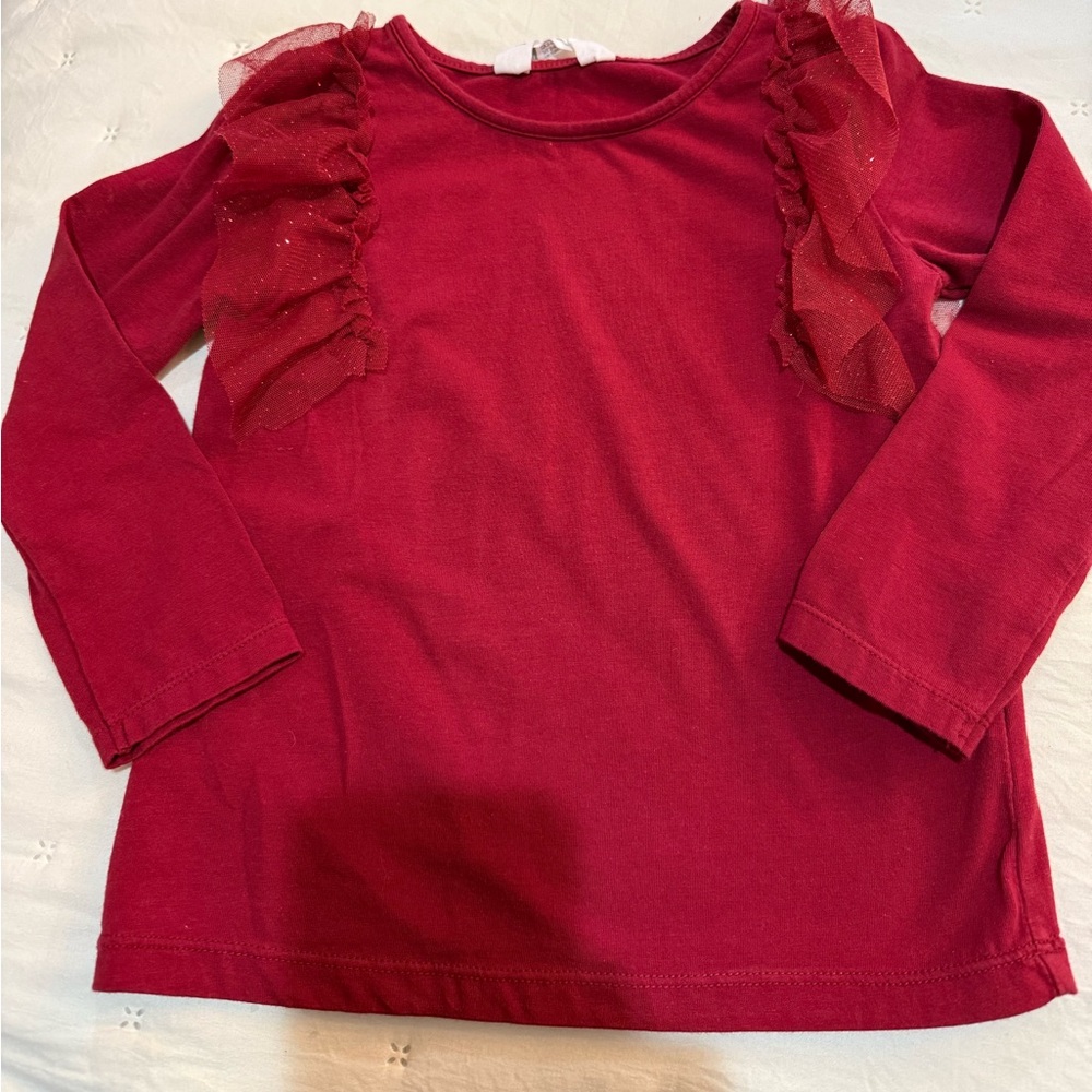 H&M Maroon Red  Girl’s Christmas Party Sparkling Skirt and Top Size 3T - Picture 7 of 8